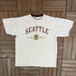 Seattle, Washington Graphic Tee | Size Large | Vintage 1990s Tourist Promotional Grey T-Shirt |
