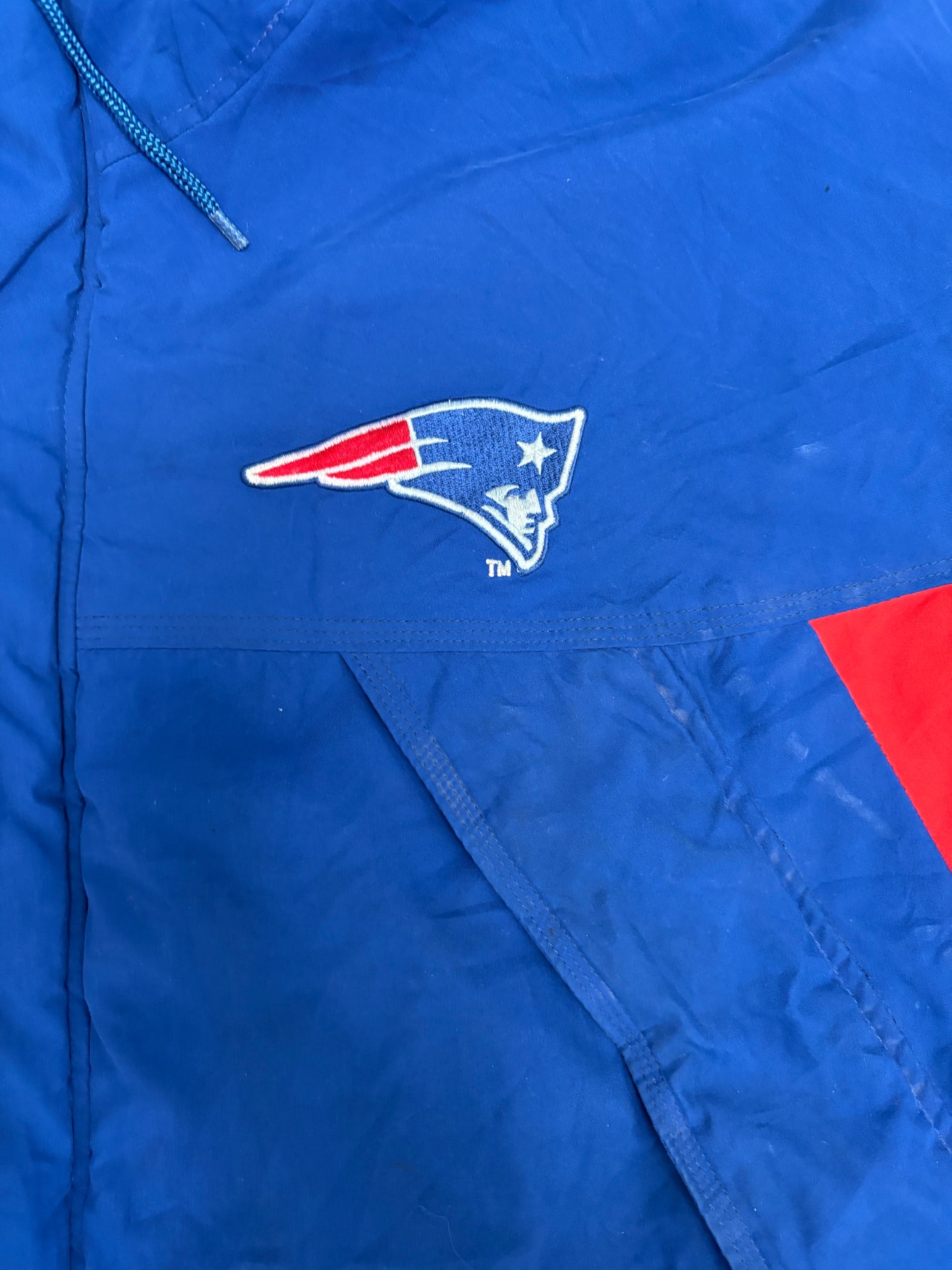 New England Patriots Puffer Jacket | Size X-Large | Vintage 1990s NFL Football Blue Reebok Jacket |