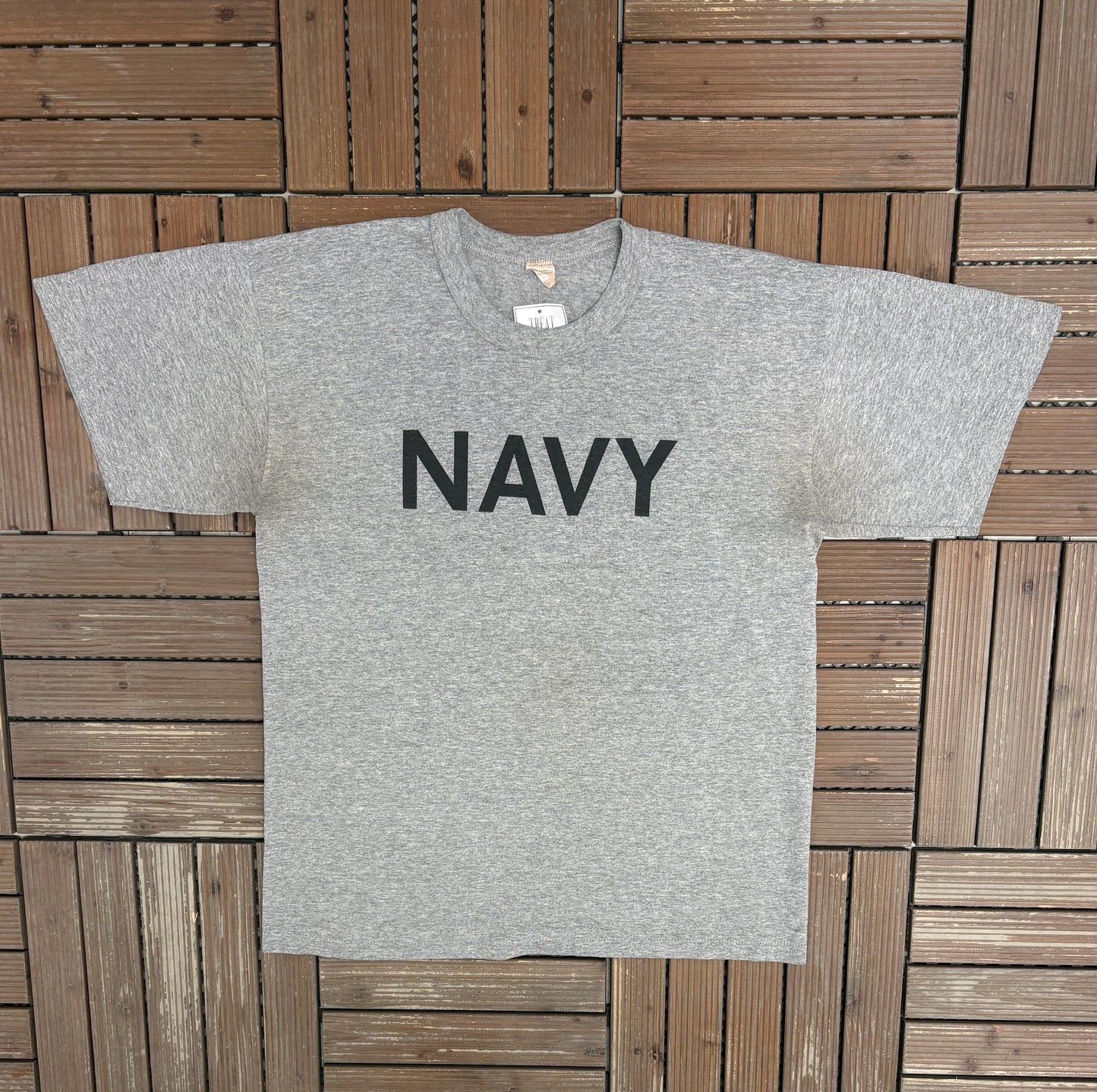United States Navy Graphic Tee | Size Large | Vintage 1990s Military Grey T-Shirt |