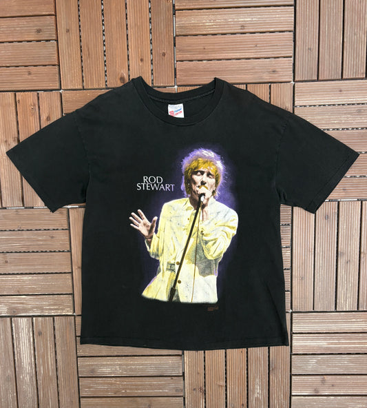 Rod Stewart A Night To Remember Tour Graphic Tee | Size X-Large | Vintage 1990s Rock Band Single Stitch Black T-Shirt |