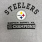 Pittsburgh Steelers Super Bowl XL Champions Graphic Tee | Size Medium | Vintage 2000s NFL Football Grey T-Shirt |