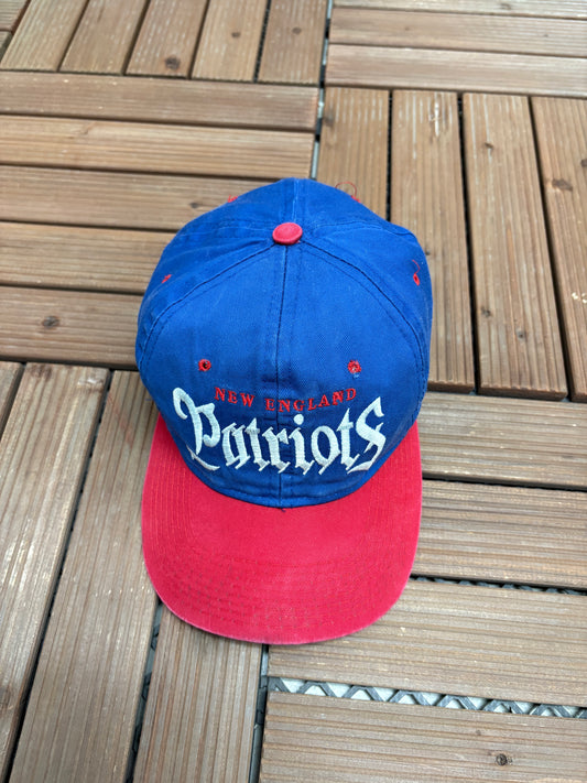 New England Patriots Embroidered Graphic Hat | Snap Back | Vintage 1990s NFL Football Blue Hat |