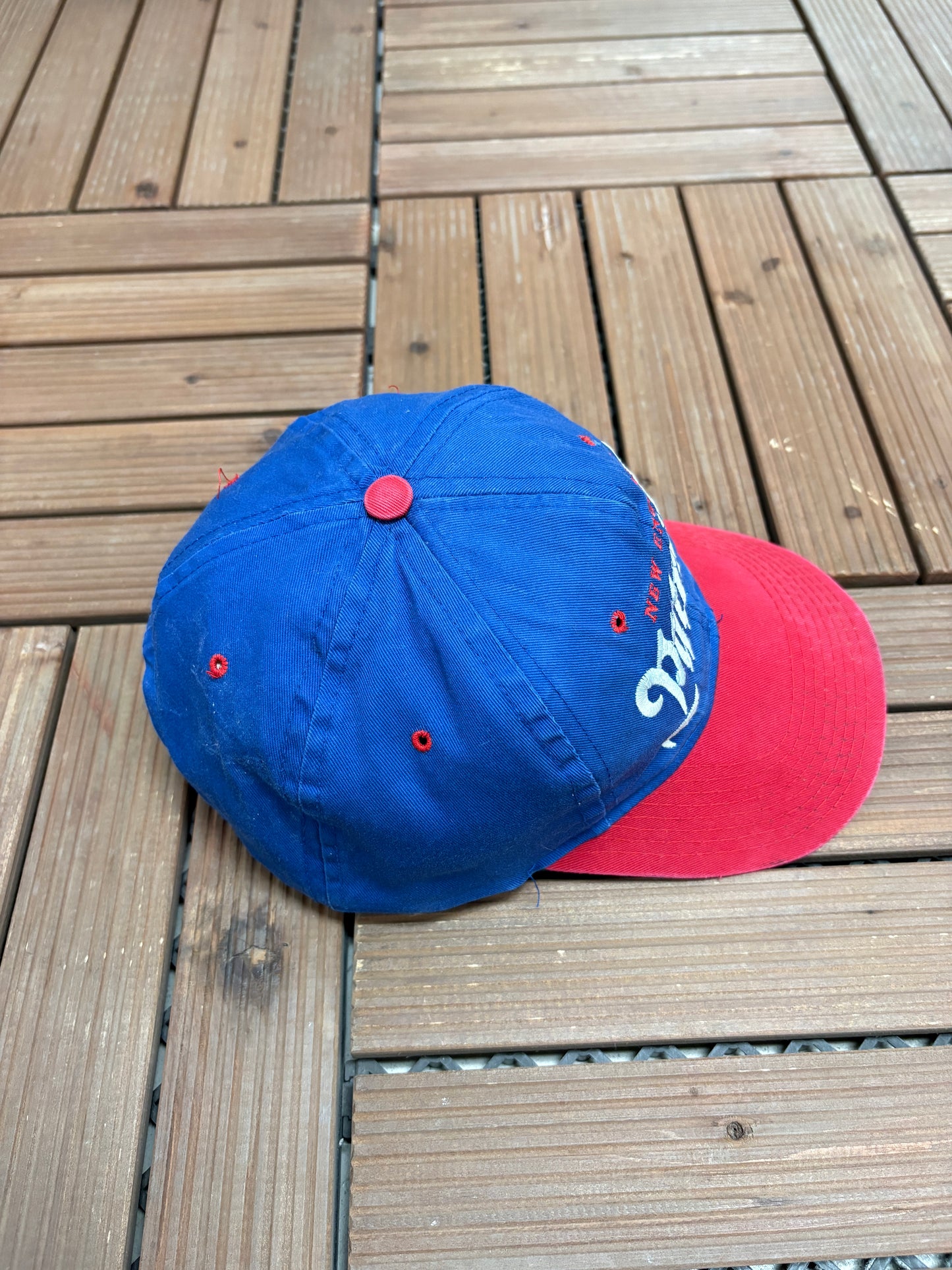 New England Patriots Embroidered Graphic Hat | Snap Back | Vintage 1990s NFL Football Blue Hat |