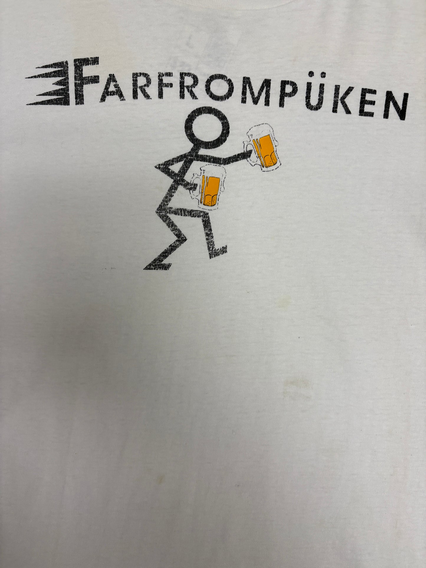 Farfrompüken Funny Alcohol Graphic Tee | Size Large | Vintage 1990s Single Stitch White T-Shirt |