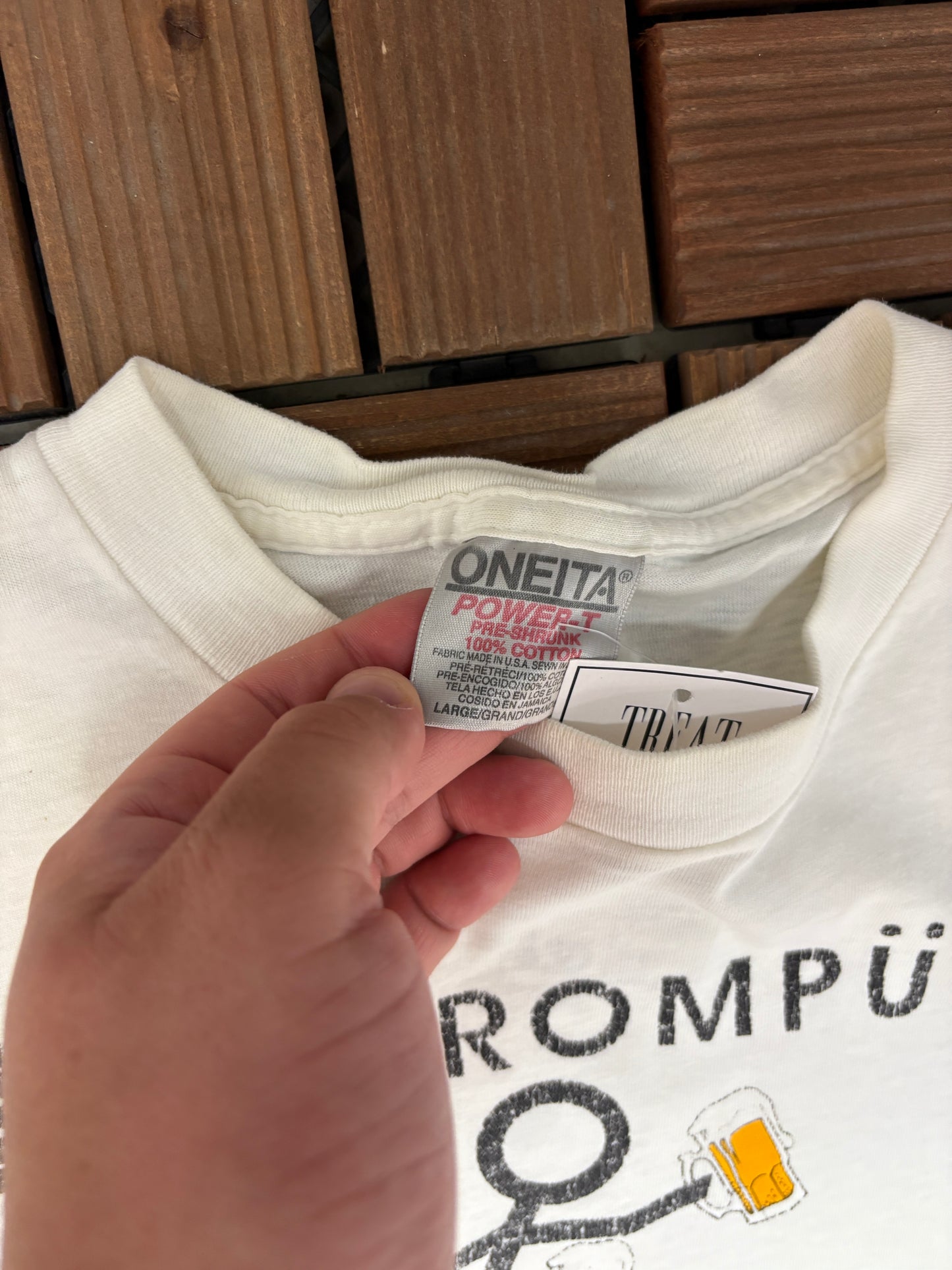 Farfrompüken Funny Alcohol Graphic Tee | Size Large | Vintage 1990s Single Stitch White T-Shirt |