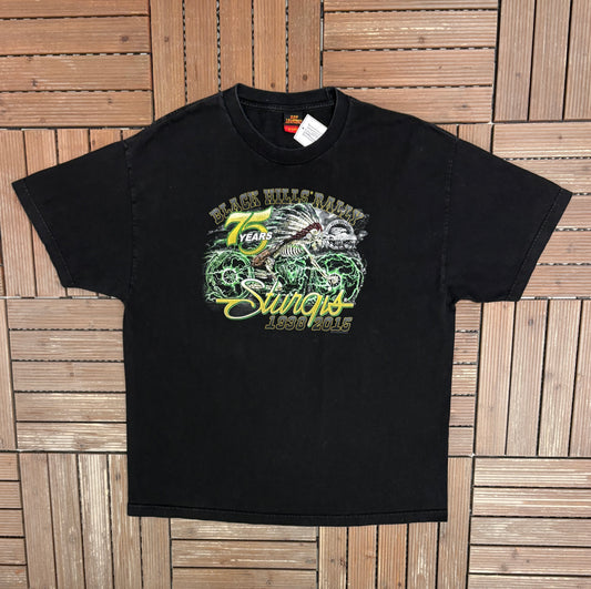 Sturgis Black Hills Rally Graphic Tee | Size XX-Large | Vintage 2000s Biker Black T-Shirt |