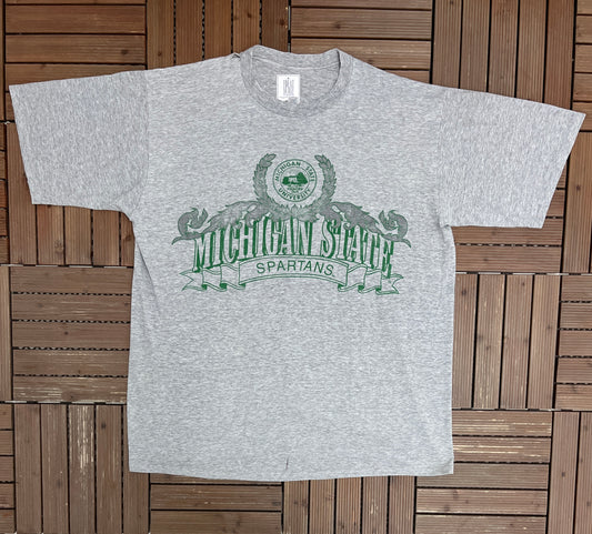 Michigan State Spartans Graphic Tee | One Size | Vintage 1990s College Sports Grey T-Shirt |