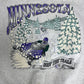 Minnesota Doin' The Trails Snow Mobile Graphic Crewneck | Size X-Large | Vintage 1990s Scenic Grey Sweater |