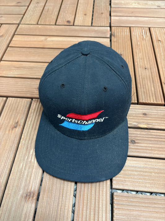 Sports Channel Embroidered Graphic Hat | Snap Back | Vintage 1990s Promotional Blue Cap |
