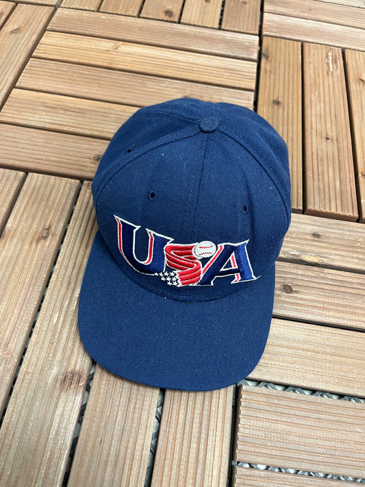 United States of America Olympics Baseball Graphic Hat | Snap Back | Vintage 1990s Baseball Blue Cap |