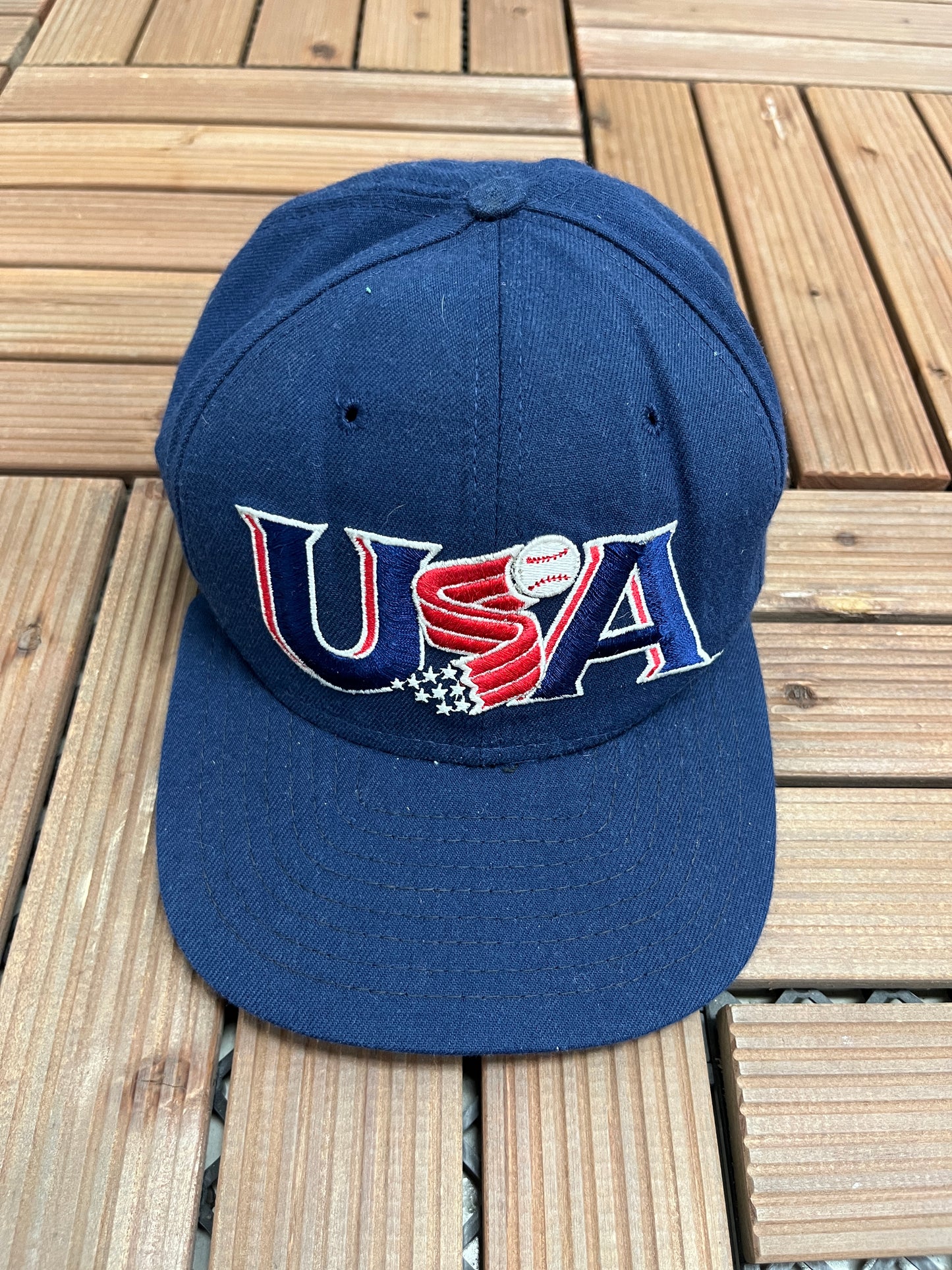 United States of America Olympics Baseball Graphic Hat | Snap Back | Vintage 1990s Baseball Blue Cap |