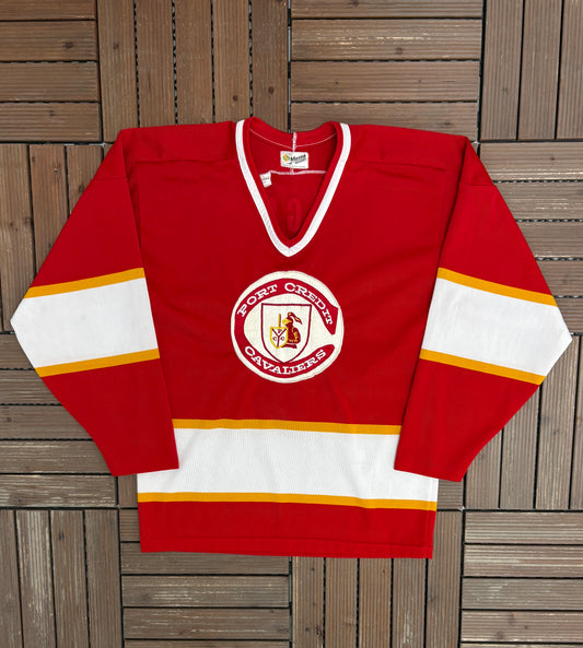 Port Credit Cavaliers Hockey Jersey | Size Medium | Vintage 1980s Hockey Maska Red Jersey |