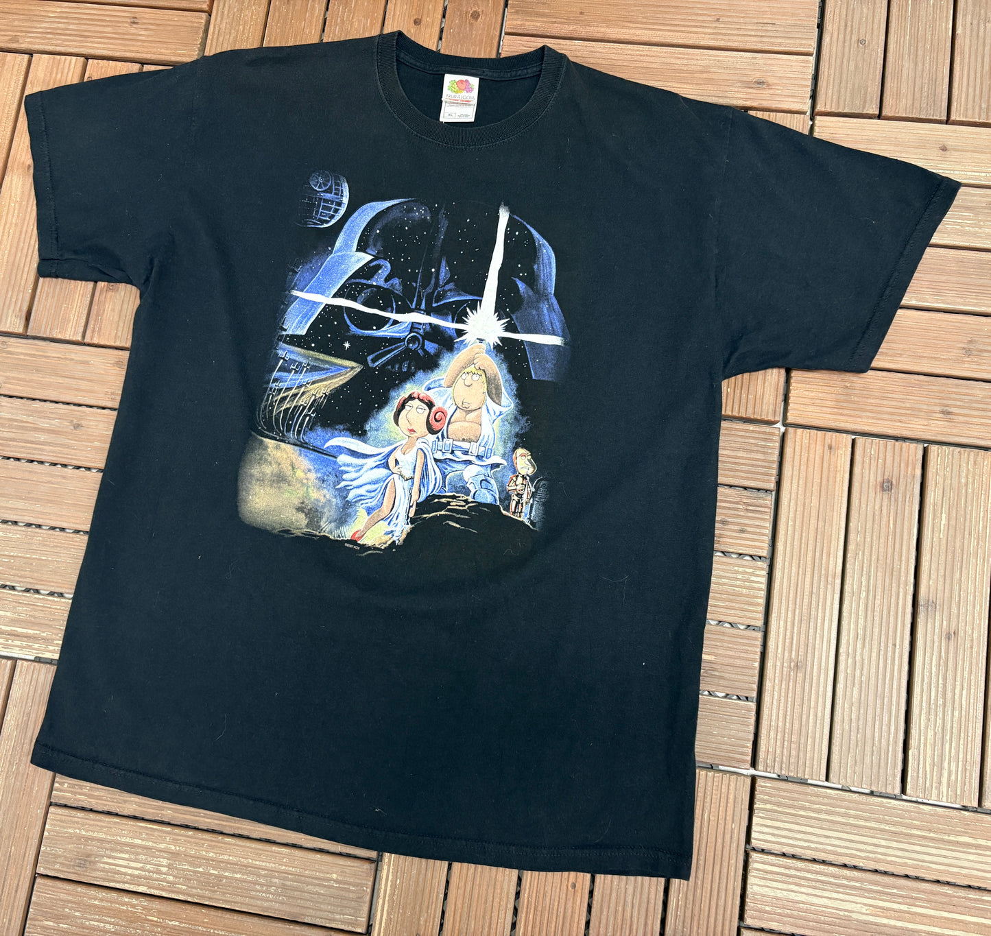 Family Guy Star Wars Graphic Tee | Size X-Large | Vintage 2000s Promotional Black T-Shirt |