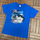 NASA Johnson Space Center Graphic Tee | Size Large | Vintage 2000s Promotional Blue T-Shirt |