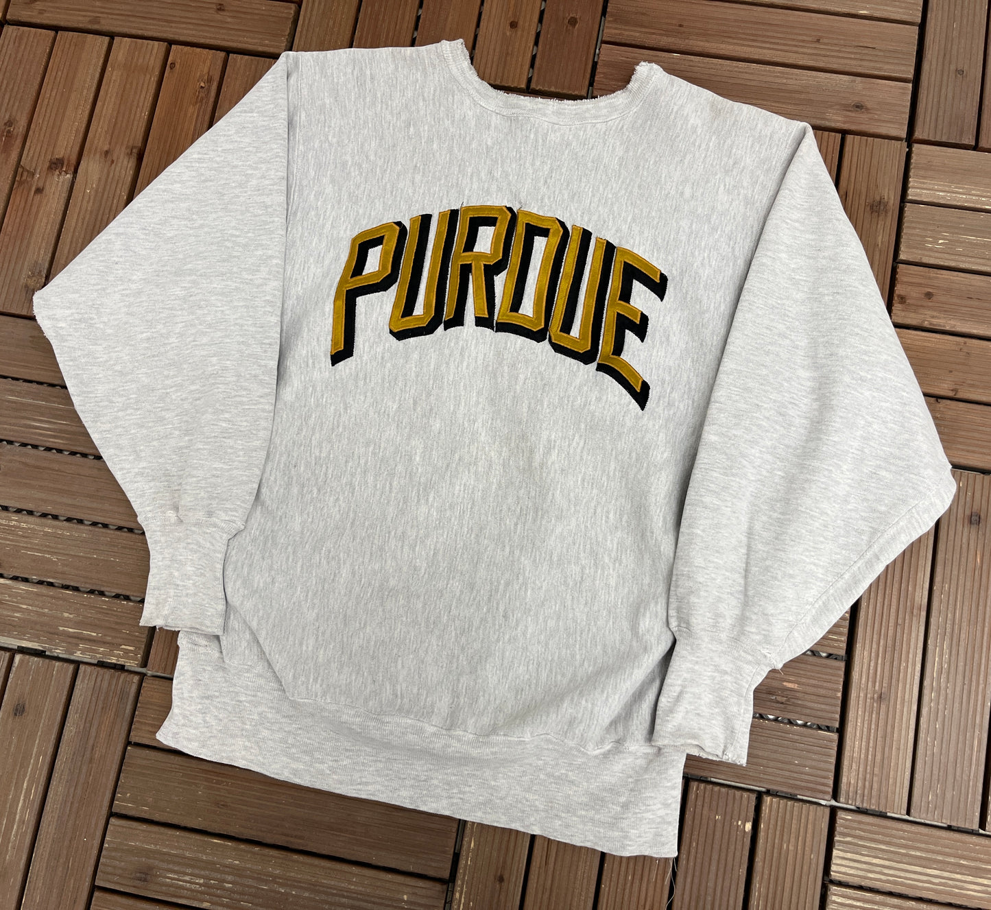 Purdue Boilermakers Stitched Graphic Crewneck | Size X-Large | Vintage 1990s Reverse Weave College Grey Sweater |