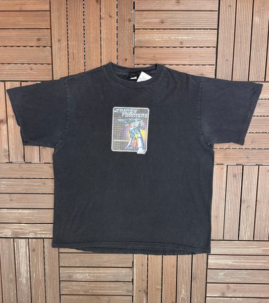 Transformers Deception Leader Megatron Graphic Tee | Size X-Large | Vintage 1990s Cartoon Black T-Shirt |