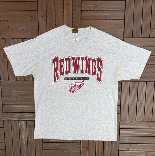 Detroit Red Wings Graphic Tee | Size XX-Large | Vintage 1990s NHL Hockey Grey T-Shirt |