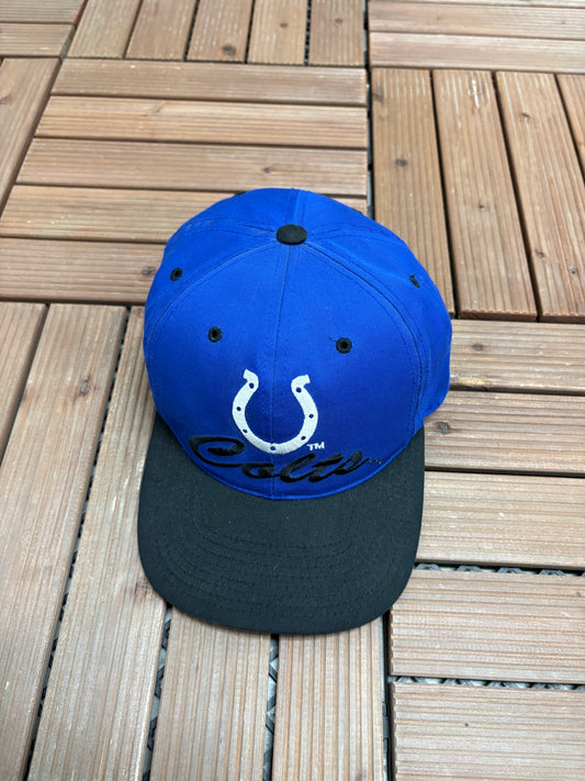 Indianapolis Colts Embroidered Graphic Hat | Snap Back | Vintage 1990s NFL Football Blue Hat |