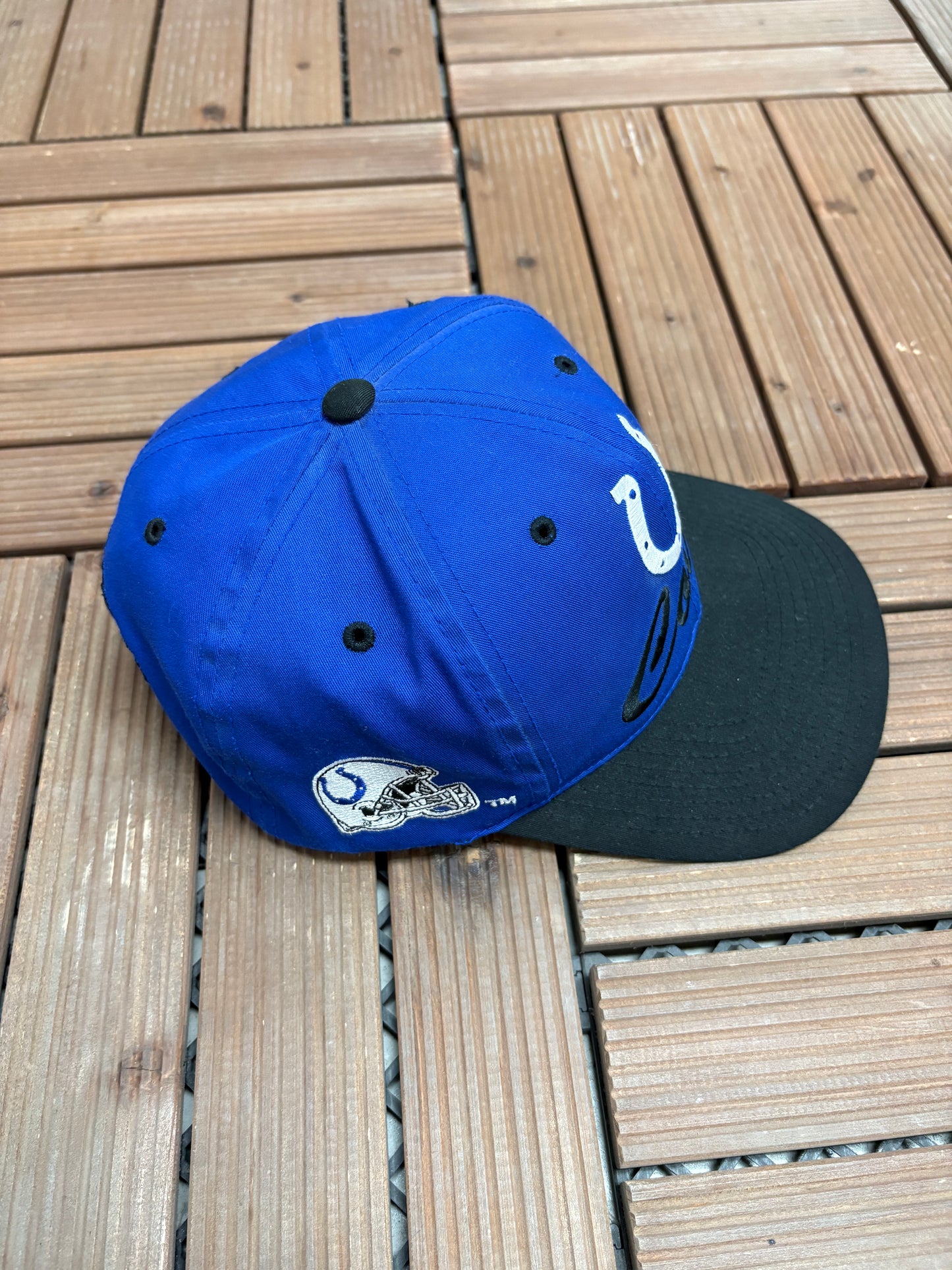 Indianapolis Colts Embroidered Graphic Hat | Snap Back | Vintage 1990s NFL Football Blue Hat |