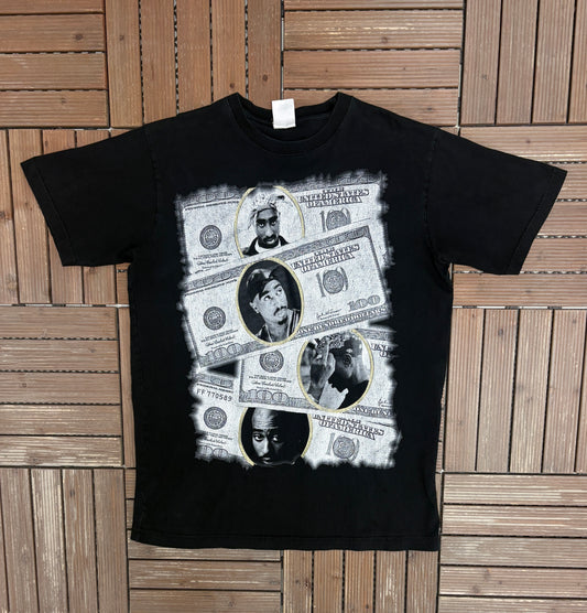 2Pac Money Graphic Tee | Size X-Large | Vintage 2000s Rap Music Black T-Shirt |