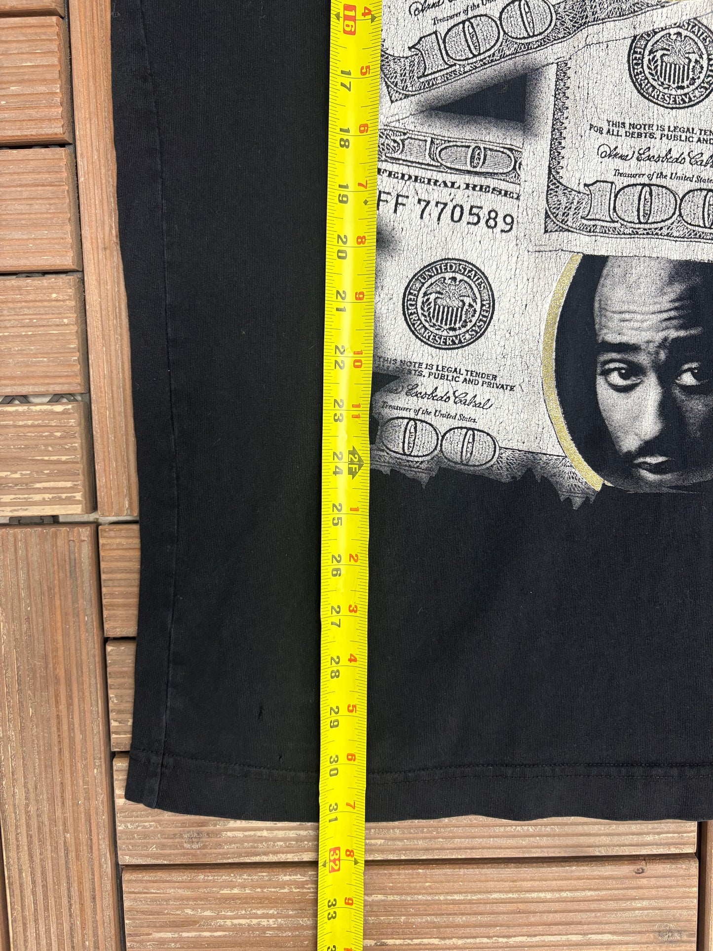 2Pac Money Graphic Tee | Size X-Large | Vintage 2000s Rap Music Black T-Shirt |