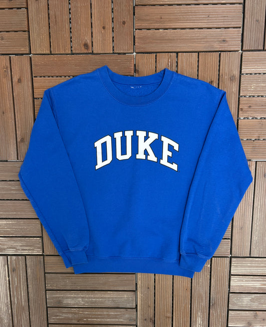 Duke Blue Devils Graphic Crewneck | Size Small | Vintage 2000s College Sports Blue Sweater |