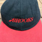 Brooks Embroidered Graphic Hat | Leather Tuck Strap | Vintage 2000s Branded Black Cap |