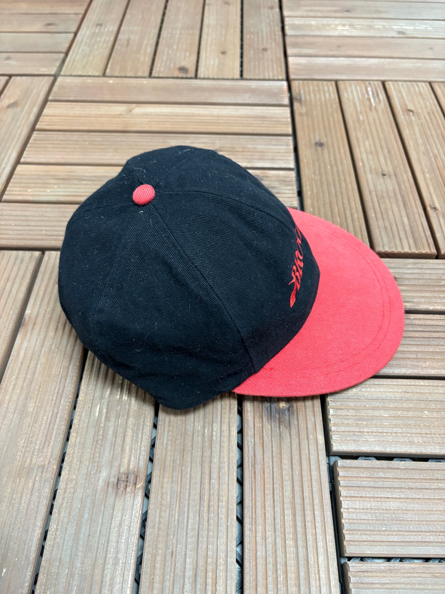 Brooks Embroidered Graphic Hat | Leather Tuck Strap | Vintage 2000s Branded Black Cap |