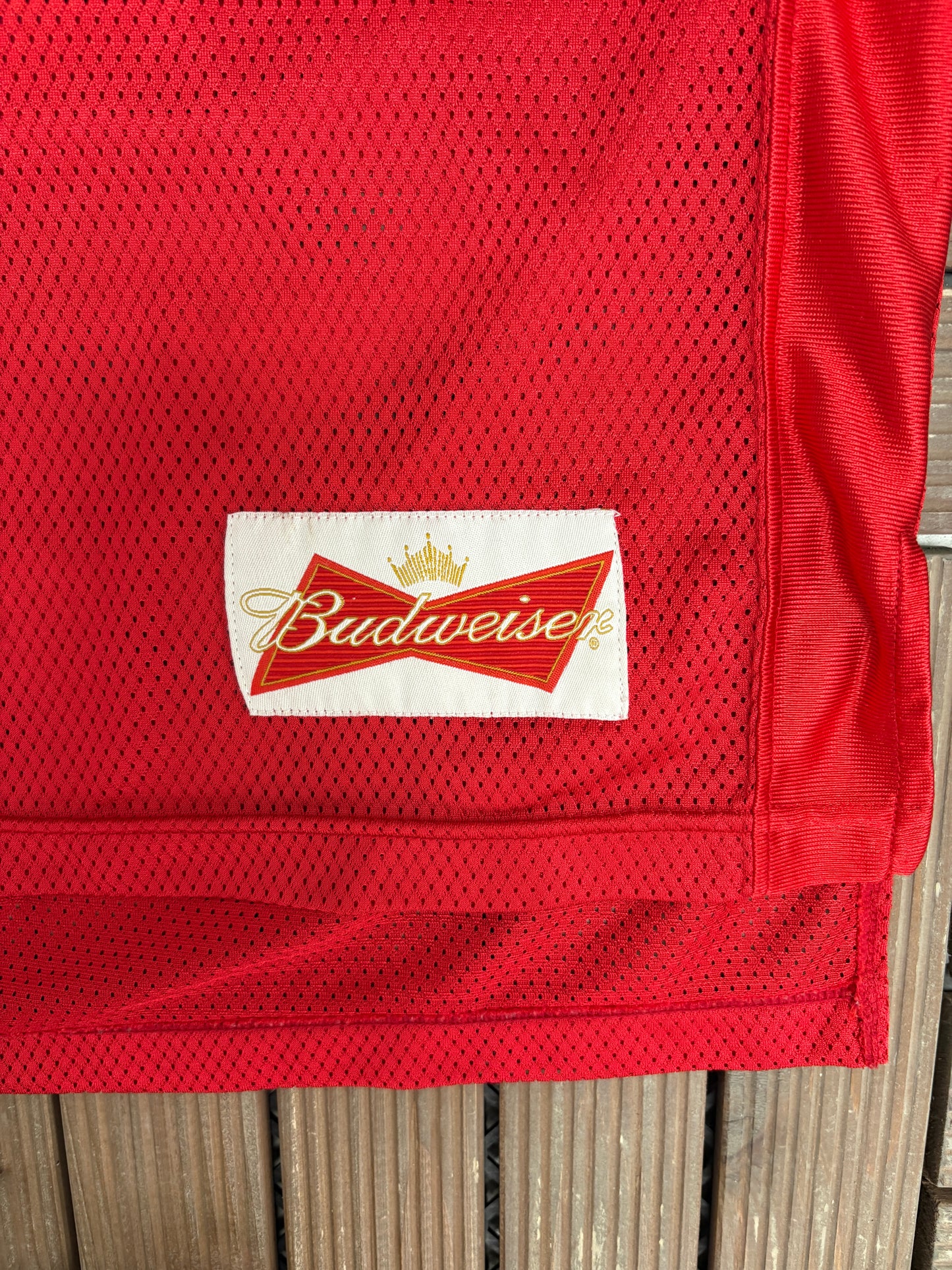 Budweiser Beer Football Jersey | Size Large | Vintage 2000s Promotional Red Jersey |