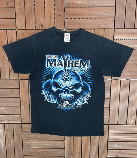 Mayhem First Annual Festival 2008 Graphic Tee | Size Medium | Vintage 2000s Heavy Metal Band Music Black T-Shirt |