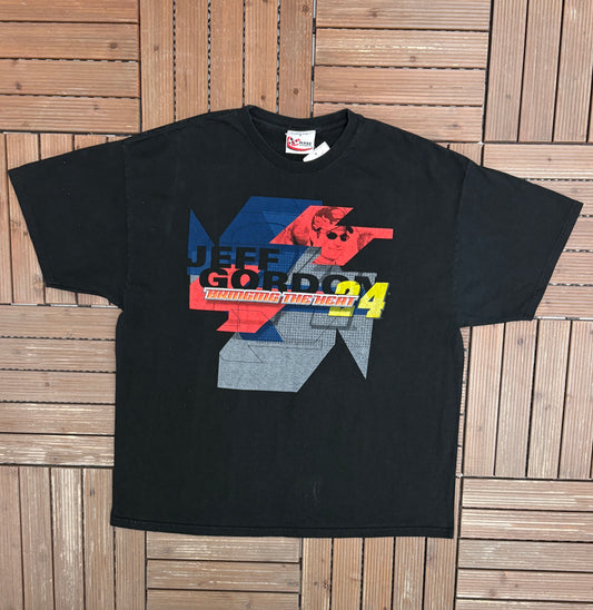 Jeff Gordon Bringing The Heat Graphic Tee | Size X-Large | Vintage 2000s NASCAR Racing Black T-Shirt |