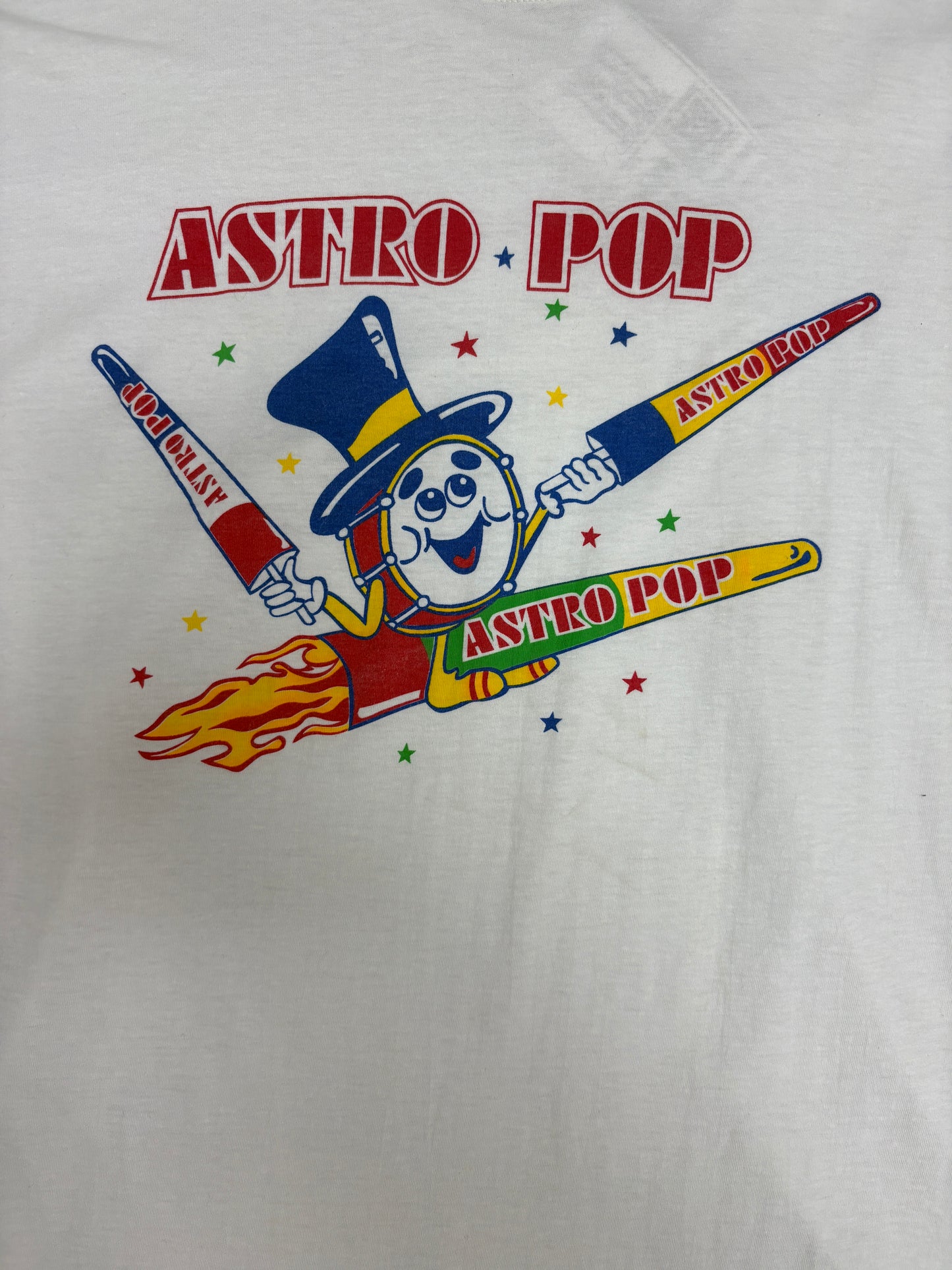Astro Pop Lollipops Graphic Tee | One Size Fits All | Vintage 1990s Candy White Promotional T-Shirt |