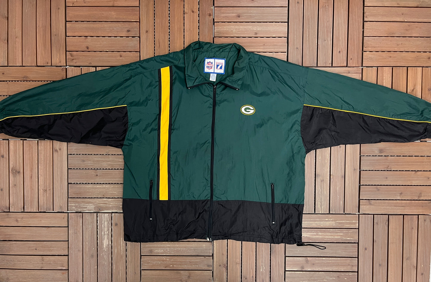 Green Bay Packers Graphic Windbreaker | Size XX-Large | Vintage 1990s NFL Football Green Jacket |