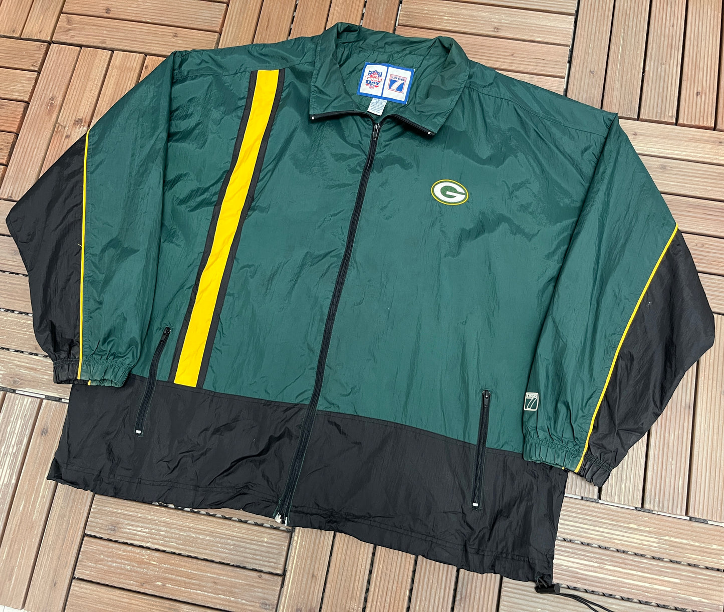 Green Bay Packers Graphic Windbreaker | Size XX-Large | Vintage 1990s NFL Football Green Jacket |