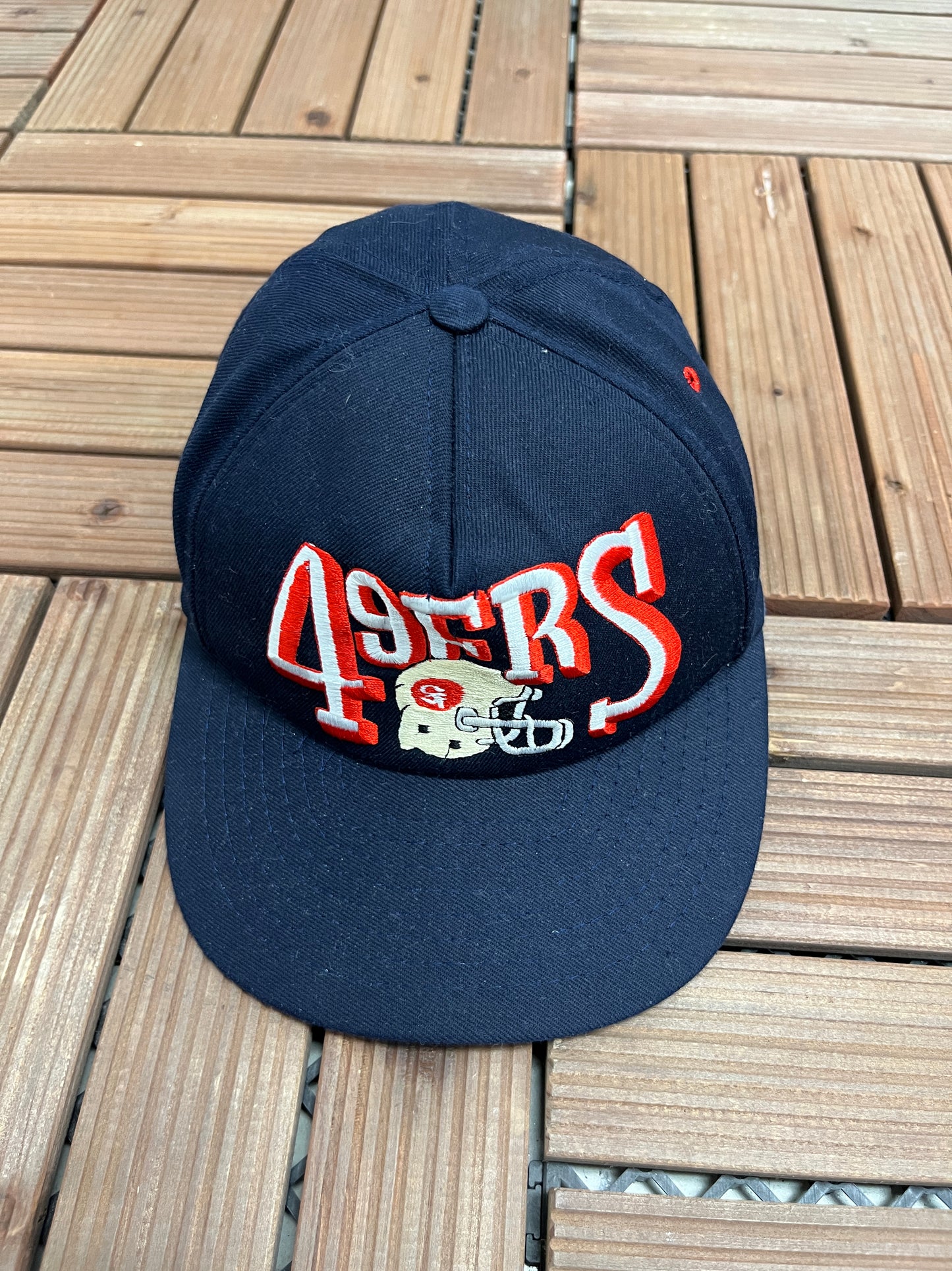 San Francisco 49ers Graphic Hat | Snap Back | Vintage 1990s NFL Football Blue Cap |