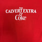 Enjoy Calvert Extra & Coke Graphic Tee | Size Small | Vintage 1980s Promotional Red T-Shirt |