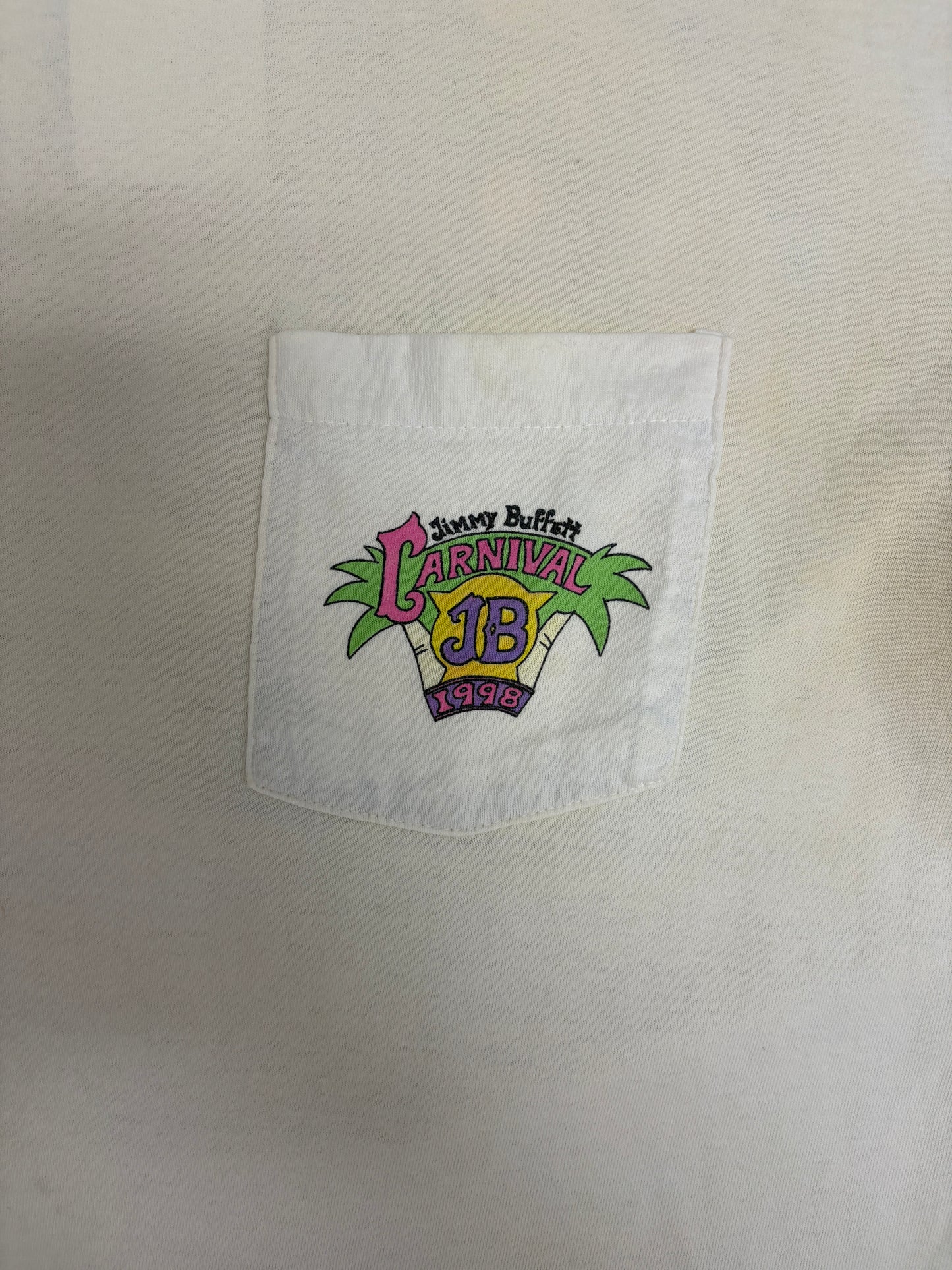 Jimmy Buffett Carnival Tour 1998 Graphic Tee | Size Large | Vintage 1990s Single Stitch Country Music White T-Shirt |