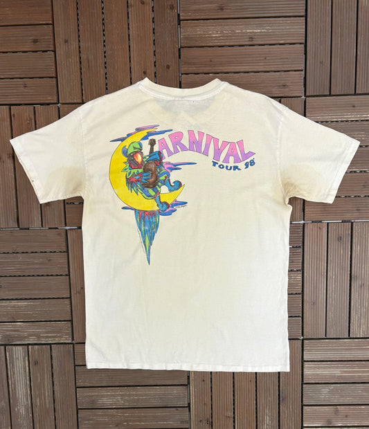 Jimmy Buffett Carnival Tour 1998 Graphic Tee | Size Large | Vintage 1990s Single Stitch Country Music White T-Shirt |
