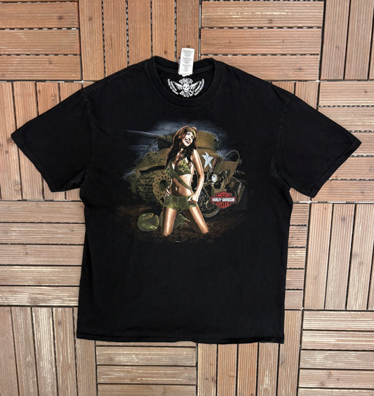 Harley Davidson Mason, Ohio Graphic Tee | Size X-Large | Vintage 2000s Biker Black T-Shirt |
