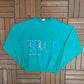 Cross Country Running Graphic Crewneck | Size Large | Vintage 1990s Teal Promotional Sweater |