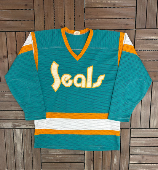 California Golden Seals Hockey Jersey | Size Large | Vintage 1970s NHL Hockey Teal Jersey |