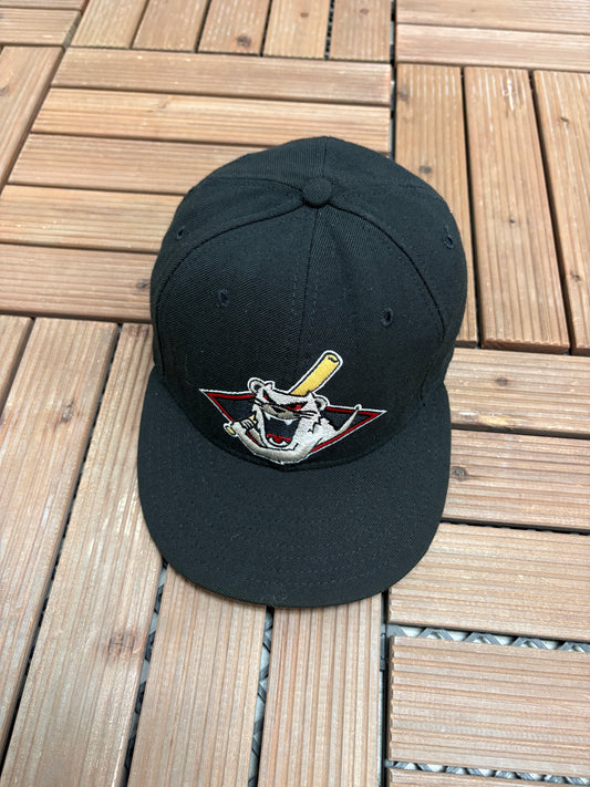 Jamestown Jammers Graphic Hat | Size 7 5/8 | Vintage 2000s MiLB Baseball Black Fitted Cap |