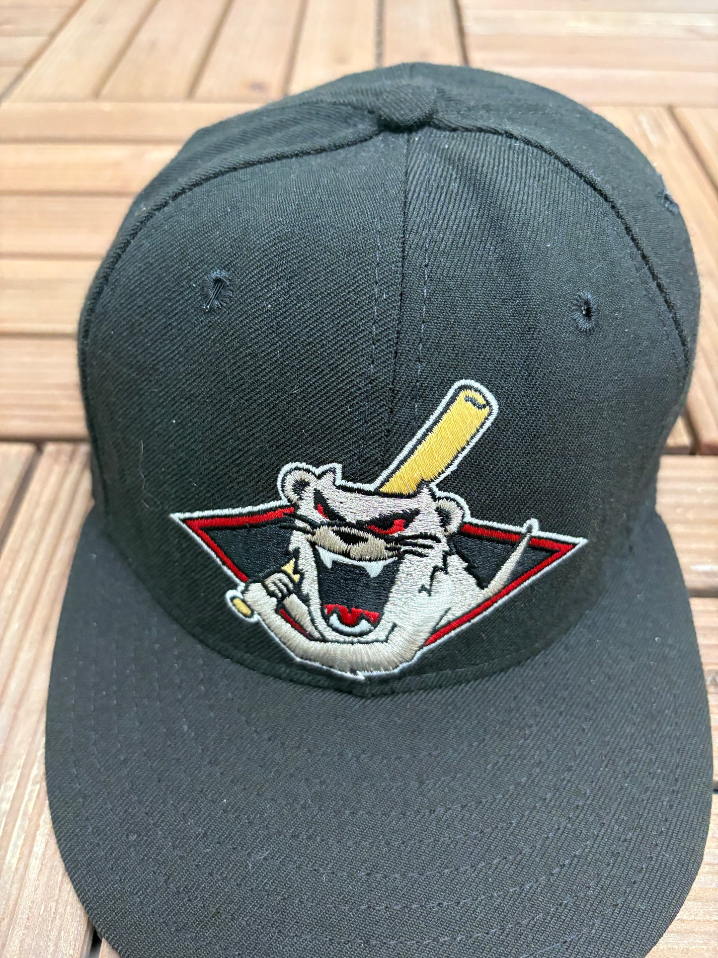 Jamestown Jammers Graphic Hat | Size 7 5/8 | Vintage 2000s MiLB Baseball Black Fitted Cap |