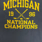 Michigan Wolverines Hockey National Champions 1996 Graphic Tee | Size X-Large | Vintage 1990s College Hockey Blue T-Shirt |