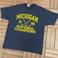 Michigan Wolverines Hockey National Champions 1996 Graphic Tee | Size X-Large | Vintage 1990s College Hockey Blue T-Shirt |