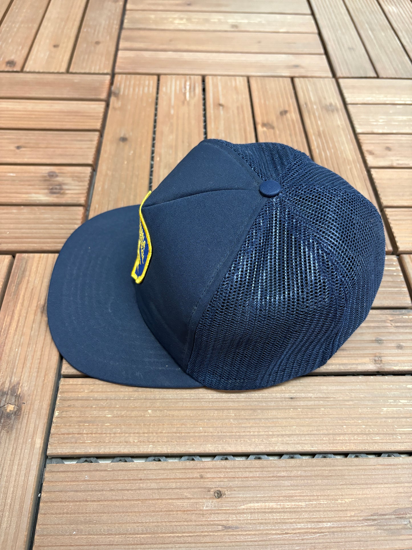 California Highway Patrol Patch Graphic Hat | Snap Back | Vintage 1990s Promotional Blue Trucker Cap |