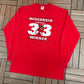 Wisconsin Badgers Ron Dayne Heisman Graphic Tee | Size Large | Vintage 1990s College Red Long Sleeve |
