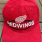 Detroit Red Wings Embroidered Graphic Hat | Strap Back | Vintage 1990s Logo 7 NHL Hockey Red Cap |