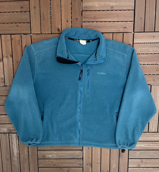 L.L. Bean Embroidered Fleece Sweater | Size X-Large | Vintage 1990s Branded Teal Sweatshirt |