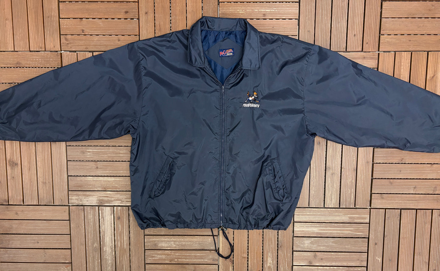 Phoenix Roadrunners Embroidered Graphic Windbreaker | Size XX-Large | Vintage 2000s IHL Hockey Blue Light Jacket |